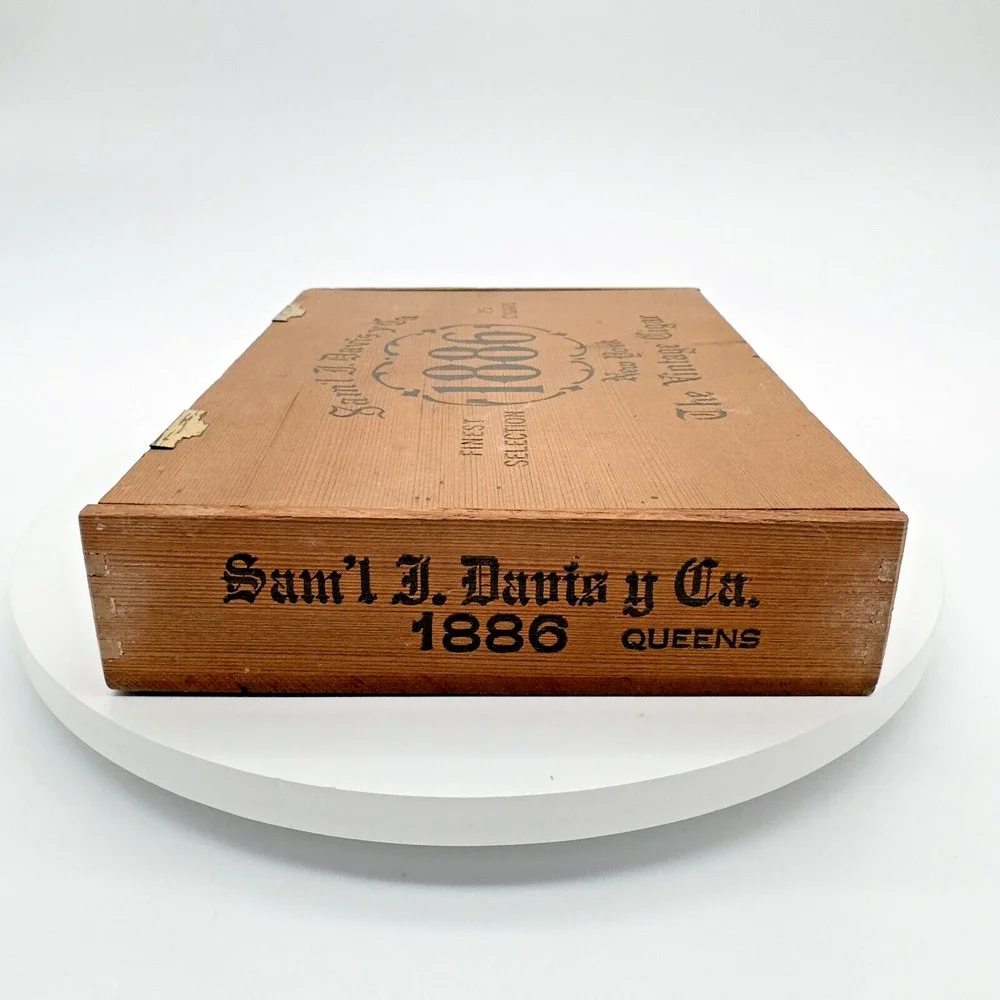 Sam'l J Davis 1886 The Vintage 25 Count Cigar Box Finger Jointed Queens NY Empty